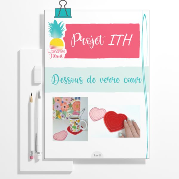 Dessous de verre cœur ITH - 2 tailles + tuto détaillé – Image 4