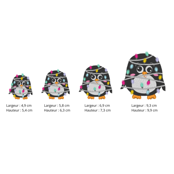 Motif de broderie machine pingouin et sa guirlande lumineuse – 4 tailles – Image 5