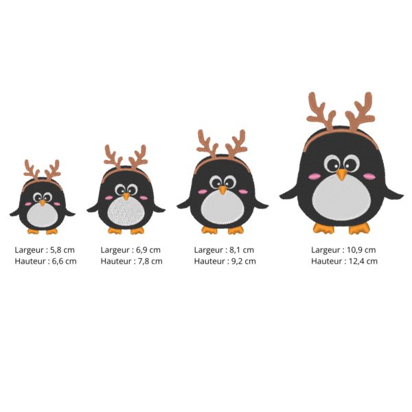 Pack de motifs de broderie machine de 3 pingouins – 4 tailles chacun – Image 7