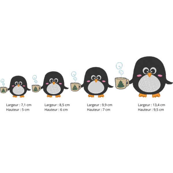 Pack de motifs de broderie machine de 3 pingouins – 4 tailles chacun – Image 5