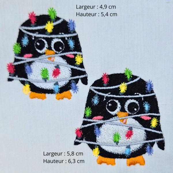 Motif de broderie machine pingouin et sa guirlande lumineuse – 4 tailles – Image 4