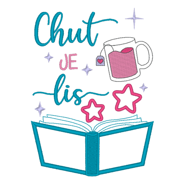 Chut je lis - Motif de broderie machine 3 tailles