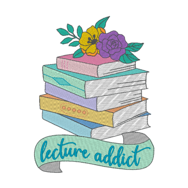 Lecture addict - Motif de broderie machine 3 tailles