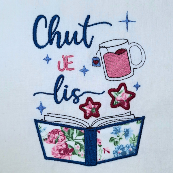 Chut je lis - Motif de broderie machine 3 tailles – Image 2