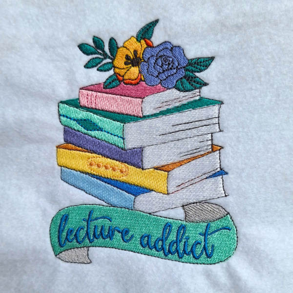 Lecture addict - Motif de broderie machine 3 tailles – Image 3
