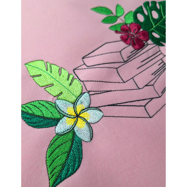 Livres et fleurs tropicales - Motif de broderie machine 3 tailles – Image 3